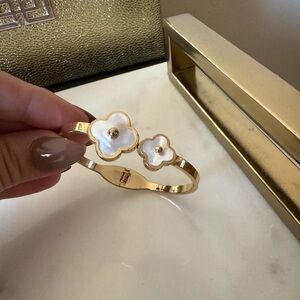 Gold and White Flower Bracelet